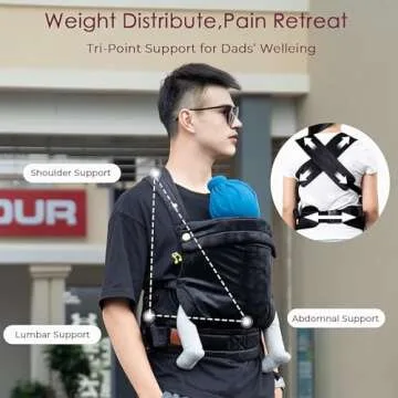 ·NEST BLANCHE· Baby Carrier for Newborn to Toddler, Cozy Baby Wrap Carrier 7-35 lbs, Ergonomic Backpack Design, Front and Back Facing Options, Black