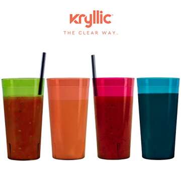Durable Kryllic Plastic Tumblers Set of 16 Assorted Colors