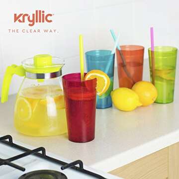 Durable Kryllic Plastic Tumblers Set of 16 Assorted Colors