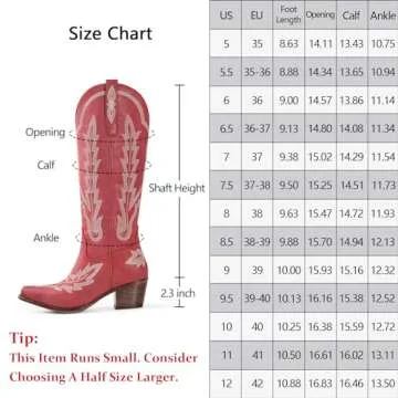 Stylish Red Cowboy Boots for Women - Comfortable Cowgirl Style Knee High