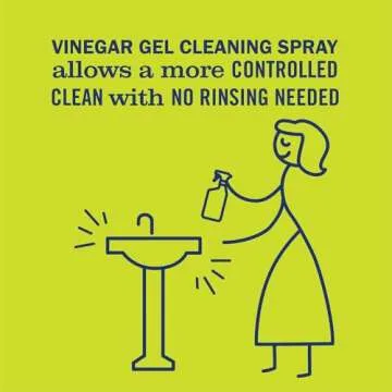 MRS. MEYER'S CLEAN DAY Vinegar Gel Cleaning Spray, Bathroom Use, No-Rinse Formula, Plant-Derived Cleaning Ingredients, Lemon Verbena, 16 Fl Oz, Pack of 1