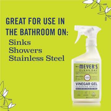 MRS. MEYER'S CLEAN DAY Vinegar Gel Cleaning Spray, Bathroom Use, No-Rinse Formula, Plant-Derived Cleaning Ingredients, Lemon Verbena, 16 Fl Oz, Pack of 1