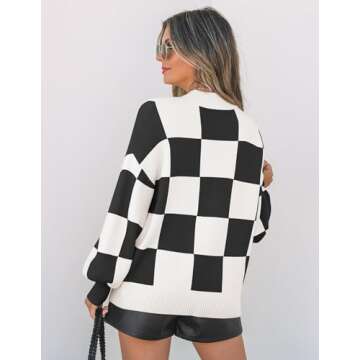 ZESICA Women's Fall Fashion Turtleneck Long Sleeve Striped Ribbed Knit Loose Pullover Sweater Tops