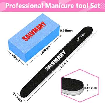 Nail Files and Buffers, Professional Manicure Tools Kit, 100/180 Grit Double Sided Emery Boards for ...