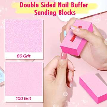 Nail Files and Buffers, Professional Manicure Tools Kit, 100/180 Grit Double Sided Emery Boards for Nails, 80/100 Grit Nail Buffer Blocks Supplies for Home Salon 8Pcs
