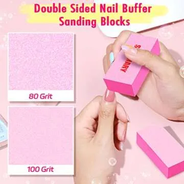Nail Files and Buffers, Professional Manicure Tools Kit, 100/180 Grit Double Sided Emery Boards for Nails, 80/100 Grit Nail Buffer Blocks Supplies for Home Salon 8Pcs
