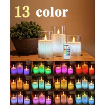 ACROSS Color Changing Flameless Candles With Remote Control, Battery Operated Candles LED Pillar Can...