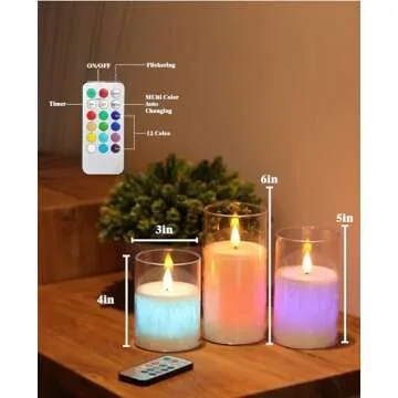 ACROSS Color Changing Flameless Candles With Remote Control, Battery Operated Candles LED Pillar Candle with Timer, 4'' 5'' 6'' candles set of 3 Pack For Wedding Centerpieces Holiday table Decorations