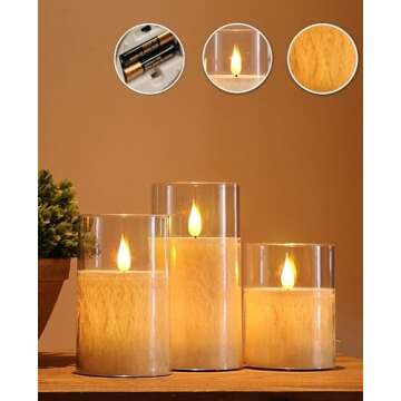 ACROSS Color Changing Flameless Candles With Remote Control, Battery Operated Candles LED Pillar Candle with Timer, 4'' 5'' 6'' candles set of 3 Pack For Wedding Centerpieces Holiday table Decorations
