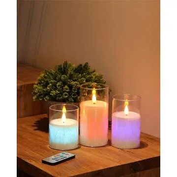 ACROSS Color Changing Flameless Candles With Remote Control, Battery Operated Candles LED Pillar Candle with Timer, 4'' 5'' 6'' candles set of 3 Pack For Wedding Centerpieces Holiday table Decorations