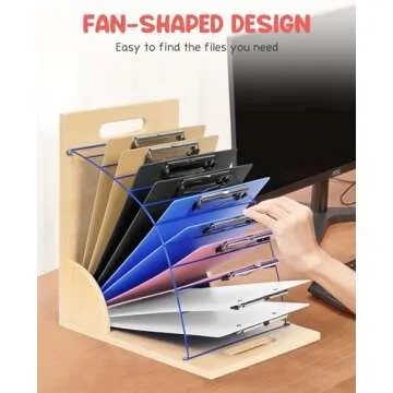 Gamenote Clipboard Holder - Wood and Metal Clipboards with Storage Rack Small White Board Organizer for Classroom Office (Assembly Required) (1)