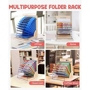 Gamenote Clipboard Holder - Wood and Metal Clipboards with Storage Rack Small White Board Organizer for Classroom Office (Assembly Required) (1)