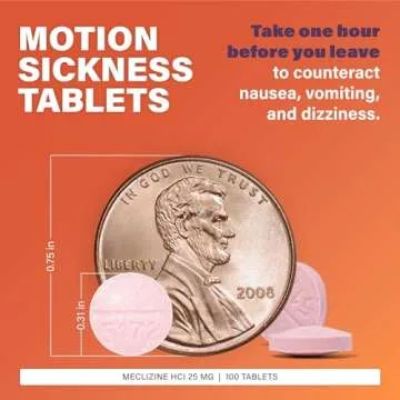 Rugby Meclizine Chewable Tablets 25mg - Anti-Nausea Medicine Helps with Motion Sickness - 100 Tablets (3 Pack)