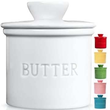 PriorityChef French Butter Crock with Lid, Get on Demand Spreadable Butter, Ceramic Butter Keeper to...