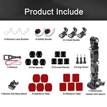 WLPREOE 34in1 Motorcycle Helmet Chin Mount Kits for GoPro Hero 13 12 11 10 9 8 7 Black Silver White ...