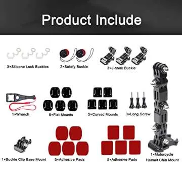 WLPREOE 34in1 Motorcycle Helmet Chin Mount Kits for GoPro Hero 13 12 11 10 9 8 7 Black Silver White ...