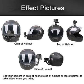 WLPREOE 34in1 Motorcycle Helmet Chin Mount Kits for GoPro Hero 13 12 11 10 9 8 7 Black Silver White 6 Osmo and Other Action Camera with Helmet Adhesive Sticky Mounts and Buckle, Extra Camera Tethers