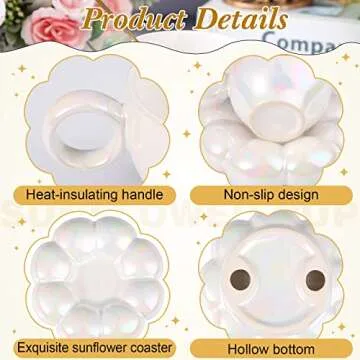 Ceramic Coffee Mug Set with Sunflower Coaster Gift