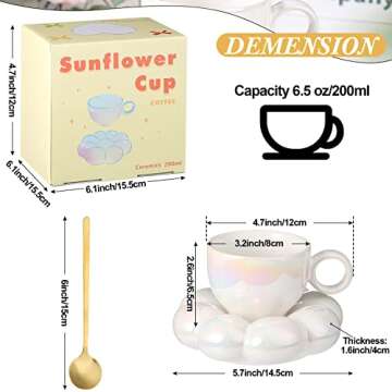 Ceramic Coffee Mug Set with Sunflower Coaster Gift