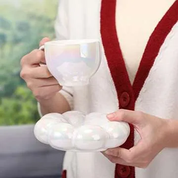 Ceramic Coffee Mug Set with Sunflower Coaster Gift