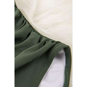 CUPSHE Women's Ruffled One Piece Swimsuit V Neck Lace Up Green