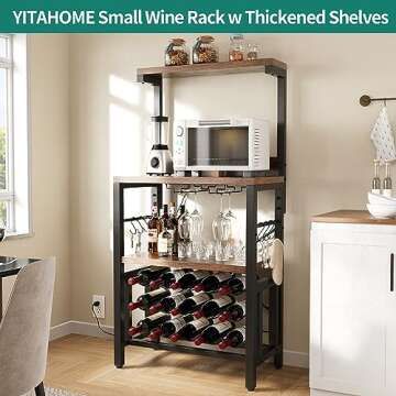 YITAHOME Small Kitchen Microwave Bakers Stand Wine Rack, Wine Rack Freestanding Floor, Coffee Bar St...
