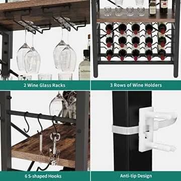 YITAHOME Kitchen Microwave Stand & Wine Rack with Power Outlet