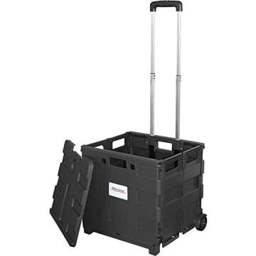 Office Depot Mobile Folding Cart With Lid, 16in.H x 18in.W x 15in.D, Black, 50801