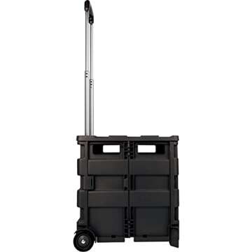 Office Depot Mobile Folding Cart With Lid, 16in.H x 18in.W x 15in.D, Black, 50801