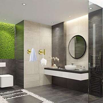 Nolimas Bathroom Towel Hooks SUS 304 Stainless Steel Coat Hook Round Clothes Towel Coat Robe Hook Cabinet Closet Door Sponges Holder for Bath Kitchen Garage Hotel,Wall Mounted,Brushed Gold,2Pack