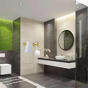 Nolimas Bathroom Towel Hooks SUS 304 Stainless Steel Coat Hook Round Clothes Towel Coat Robe Hook Cabinet Closet Door Sponges Holder for Bath Kitchen Garage Hotel,Wall Mounted,Brushed Gold,2Pack