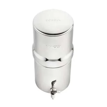 Compact. Boroux Gravity-Fed Countertop Stainless Steel Water Filter System | 1.8 Gallons with 2 Authentic Black Foundation. Filters