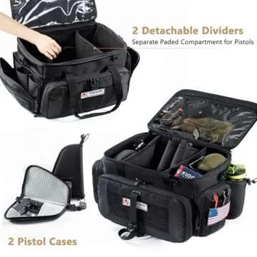 VIGEGARI Large Pistol Range Bag Shooting - Tactical Gun Range Bag with Pistol Cases, Gun Bags for Ha...