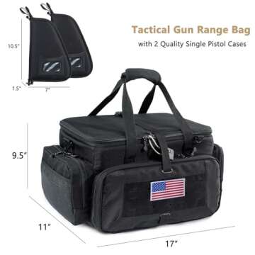 VIGEGARI Large Pistol Range Bag Shooting - Tactical Gun Range Bag with Pistol Cases, Gun Bags for Handguns, Gun Bag for Men, Ammo Bag, Gun Carrying Duffle Bag for Gun Accessories