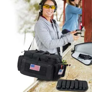 VIGEGARI Large Pistol Range Bag Shooting - Tactical Gun Range Bag with Pistol Cases, Gun Bags for Handguns, Gun Bag for Men, Ammo Bag, Gun Carrying Duffle Bag for Gun Accessories