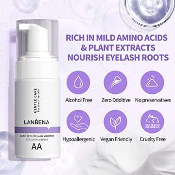 LANBENA Eyelash Cleansing Kit for Sensitive Skin 100ml