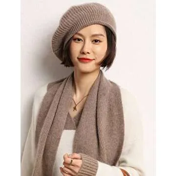 Ailaile Cashmere Berets Hats Women Winter Warm Merino Wool Knitted Oversized Beige Beanie