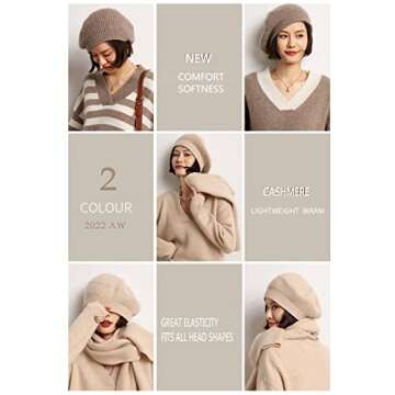 Luxury Ailaile Cashmere Berets Hat for Women Winter Warmth