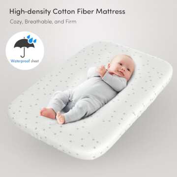 Fodoss Baby Bassinet Bedside Sleeper with Wheels and Storage Tray,4-Sided Mesh Bedside Bassinet for Infant/Newborn,7 Height Adjustable Easy Folding Bedside Crib