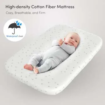 Fodoss Baby Bassinet Bedside Sleeper with Wheels and Storage Tray,4-Sided Mesh Bedside Bassinet for Infant/Newborn,7 Height Adjustable Easy Folding Bedside Crib