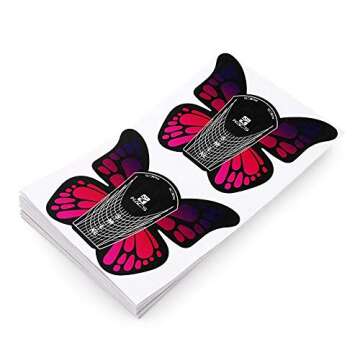 KADS 100pcs in 1 Roll Big Size Butterfly-shape Self Adhesive Gel Nail Extension Nail Forms for Acrylic Nails Tips