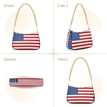 Shoulder Bags for Women Usa American Flag Hobo Tote Handbag Small Clutch Purse with Zipper Closure