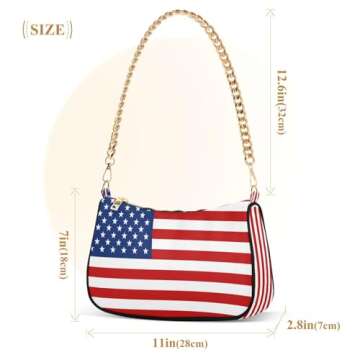 Shoulder Bags for Women Usa American Flag Hobo Tote Handbag Small Clutch Purse with Zipper Closure