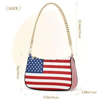 Shoulder Bags for Women Usa American Flag Hobo Tote Handbag Small Clutch Purse with Zipper Closure