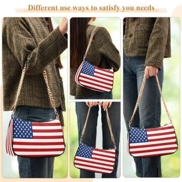 Shoulder Bags for Women Usa American Flag Hobo Tote Handbag Small Clutch Purse with Zipper Closure