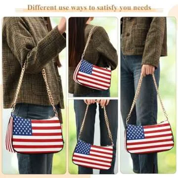 Shoulder Bags for Women Usa American Flag Hobo Tote Handbag Small Clutch Purse with Zipper Closure