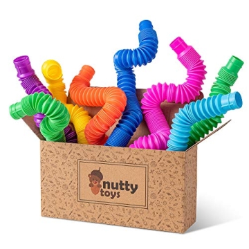 nutty toys Pop Tubes - Sensory Toys - Endless Creativity & Fun for Kids and Toddlers |4 Pack Large| ...