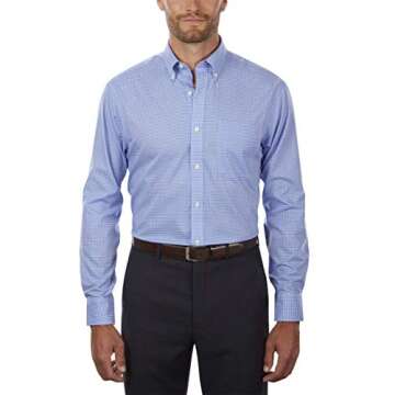 Tommy Hilfiger Men's Regular Fit Non Iron Gingham Dress Shirt - English Blue