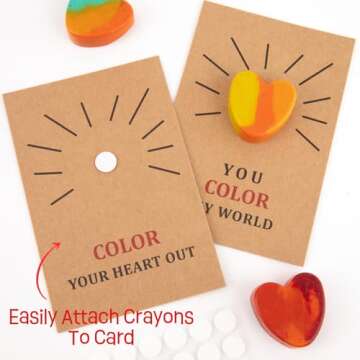 Thigreact Valentines Day Gifts for Kids - 24 Pack Valentines Cards with Heart Shaped Crayons - Valentine Gift Exchange for Boys Girls Toddlers Class Classroom School Party Favors