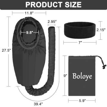 Hair Dryer Bonnet, Large Bonnet Hooded Hair Dryer Attachment for Speeds Up Drying Time & Deep Condit...